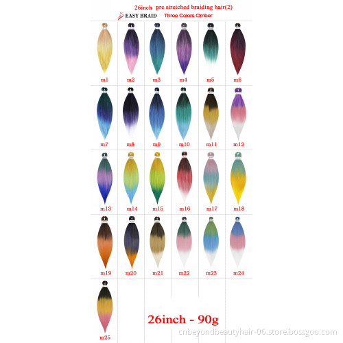 wholesale price pre stretched braiding hair yaki synthetic ombre color professional braiding hair for crochet braids twist hair